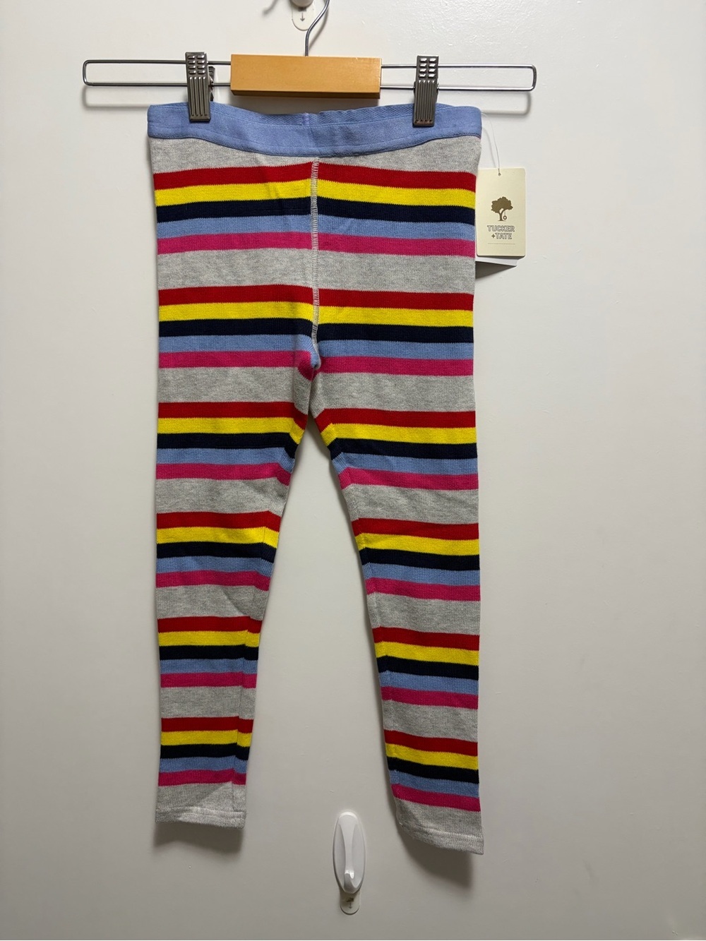 NWT Tucker + Tate Kids Grey Light Heather Multi Stripe Leggings Size 6
